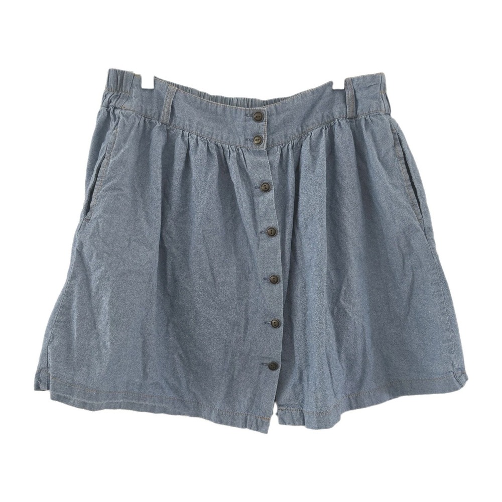 Vintage Mimi Chica Denim Chambray Button Front Skirt Large L Casual Boho *read*